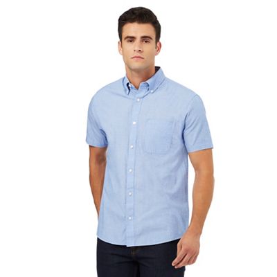 Maine New England Pale blue square print short sleeved shirt